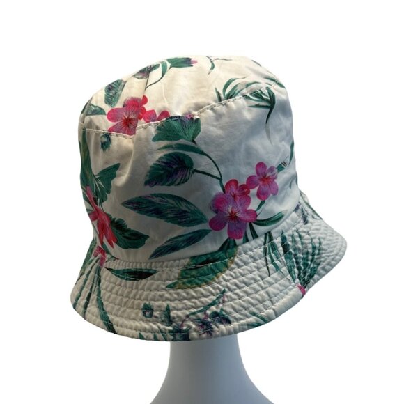 Floral Reversible Bucket Hat With Tropical Print - Picture 5 of 9
